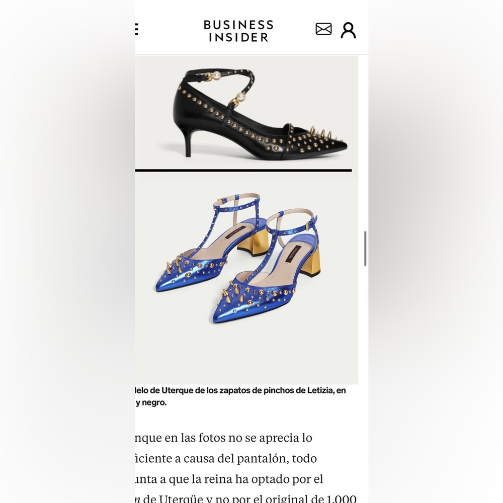 Uterqüe Brand New Pointed Shoes with Golden Spikes